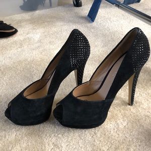 Aldo suede platform peep toe with beading detail